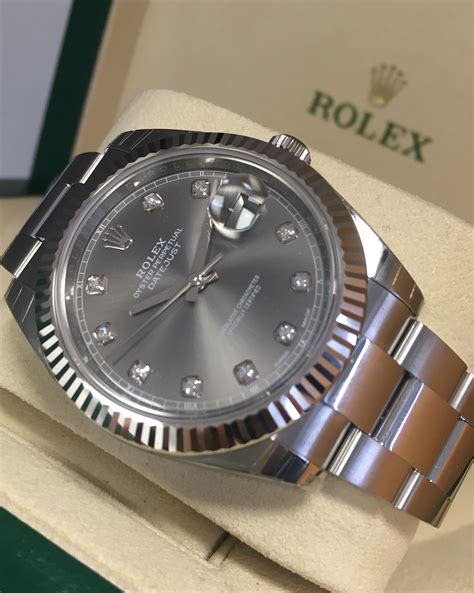 rolex datejust 41 rhodium diamond dial automatic mens watch 126334rdo|rolex datejust wimbledon 2022 41mm.